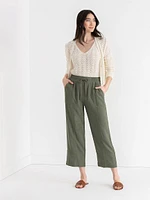 Viscose Linen Pull-On Cropped Pant