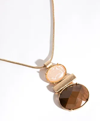 Stone and Metal Pendant Necklace