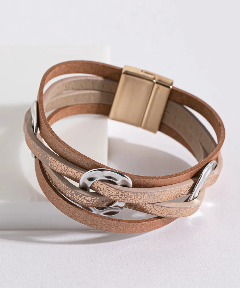 Metallic Beige Snap Bracelet