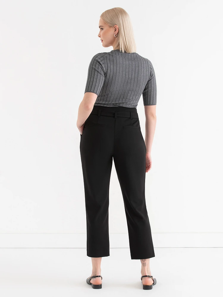 Tapered Ankle Pant with Tie Belt