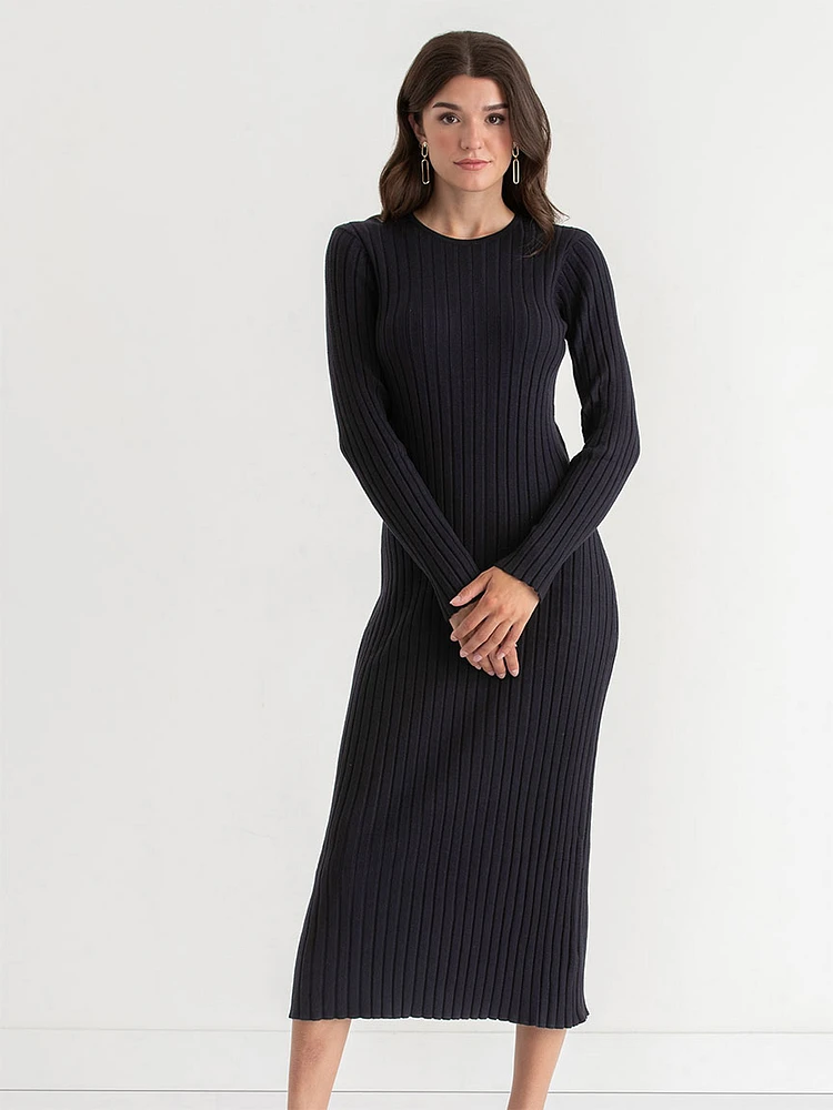 Ribbed Sweater Maxi Dress