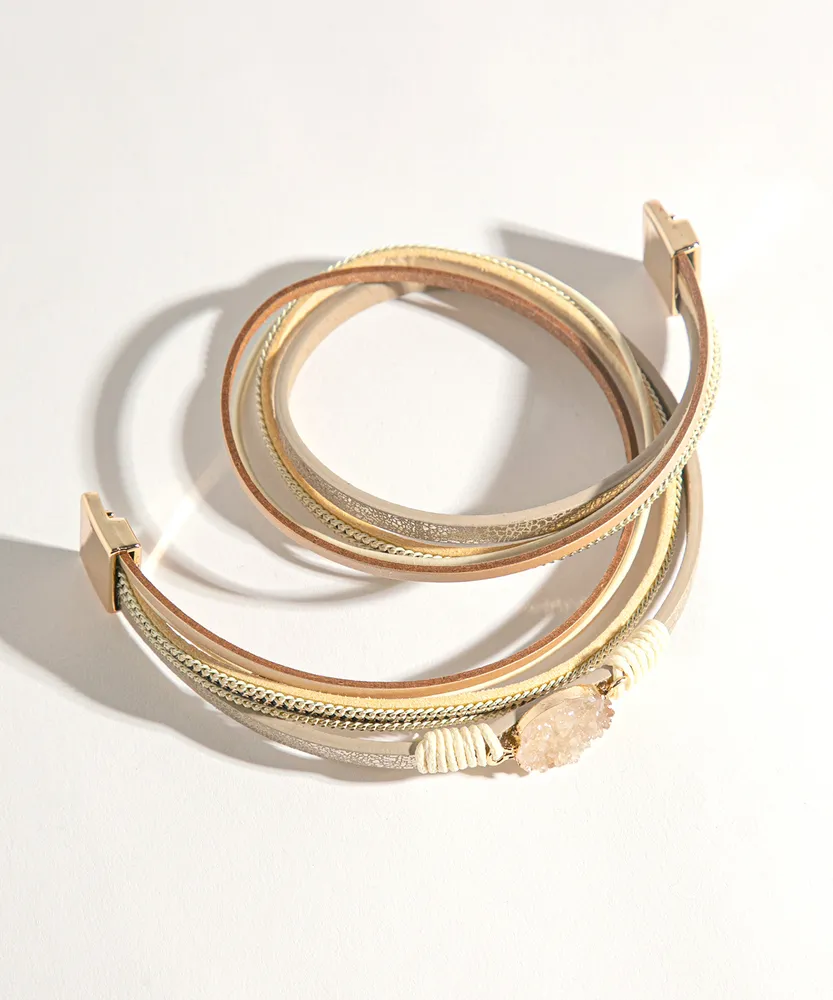 Beige Layered Snap Bracelet