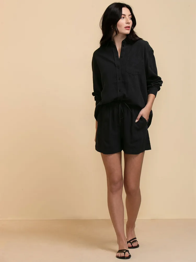 Long Sleeve Linen Button-Up Shirt