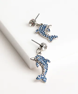 Rhinestone Dolphin Earring