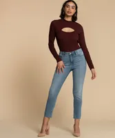 Cut-Out Neckline Mock Neck Top