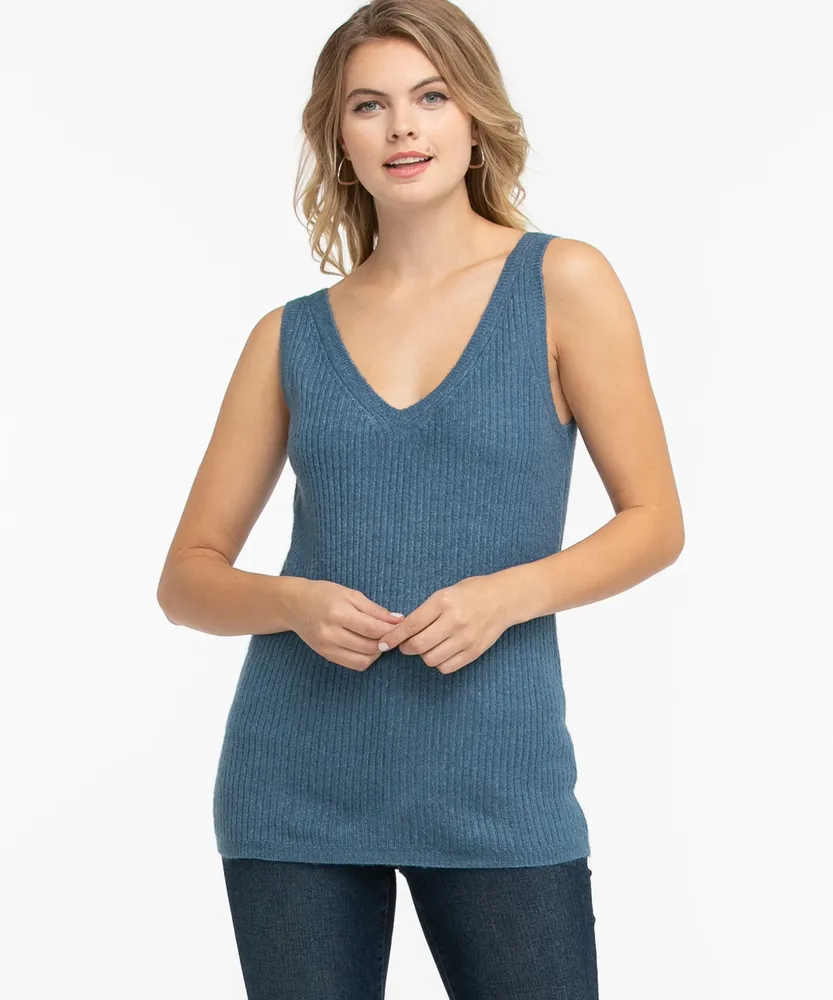 Ribbed V-Neck Sweater Tank