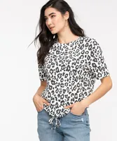 Leopard Bubble Hem Hacci Top