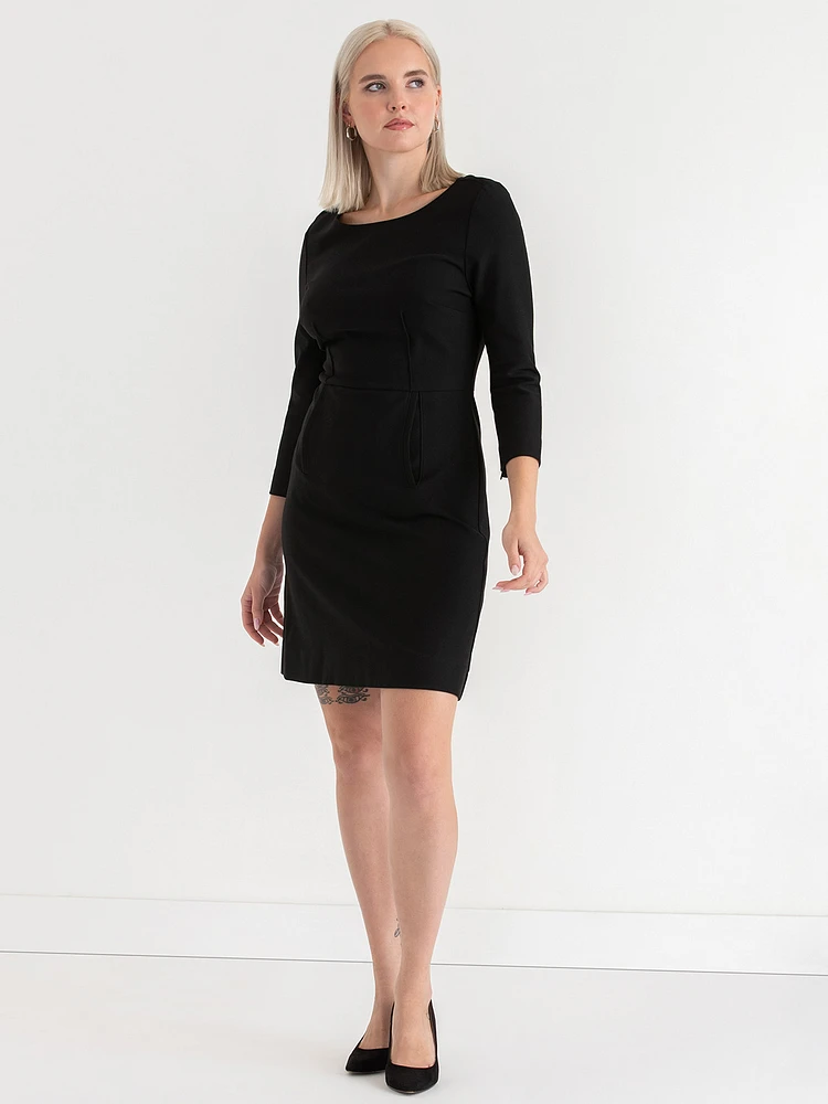 3/4 Sleeve A-Line Dress Luxe Ponte