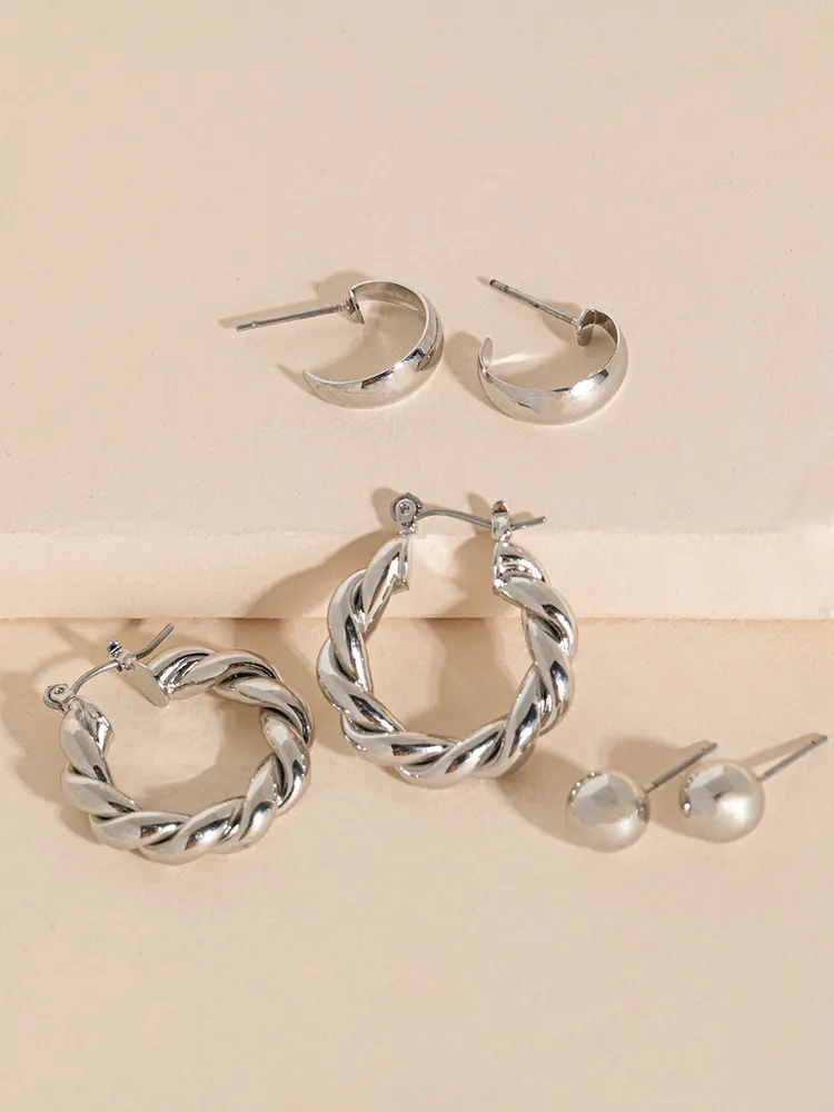 Trio Pack Earrings - Studs, Huggies, & Hoops