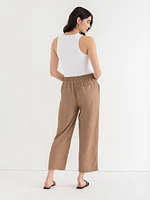 Viscose Linen Pull-On Cropped Pant