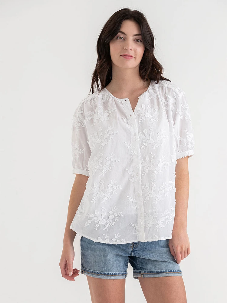 Cotton Voile Puff Sleeve Blouse