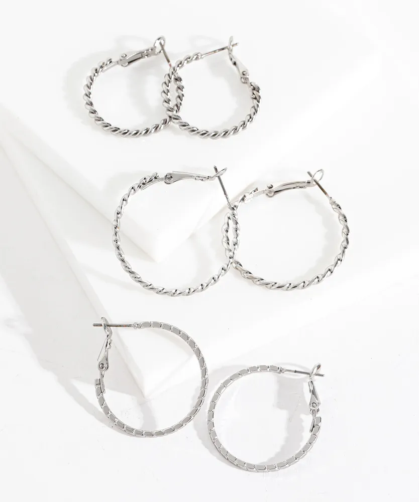 Silver Hoop Earring Trio