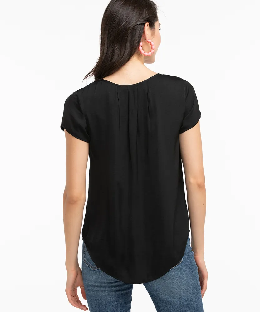 Cap Sleeve V-Neck Blouse