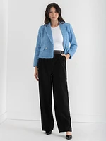 Double Button Cropped Blazer