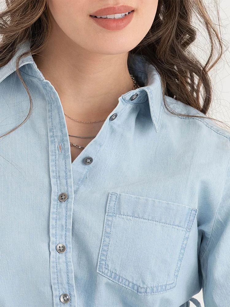 Denim Dress with Belt