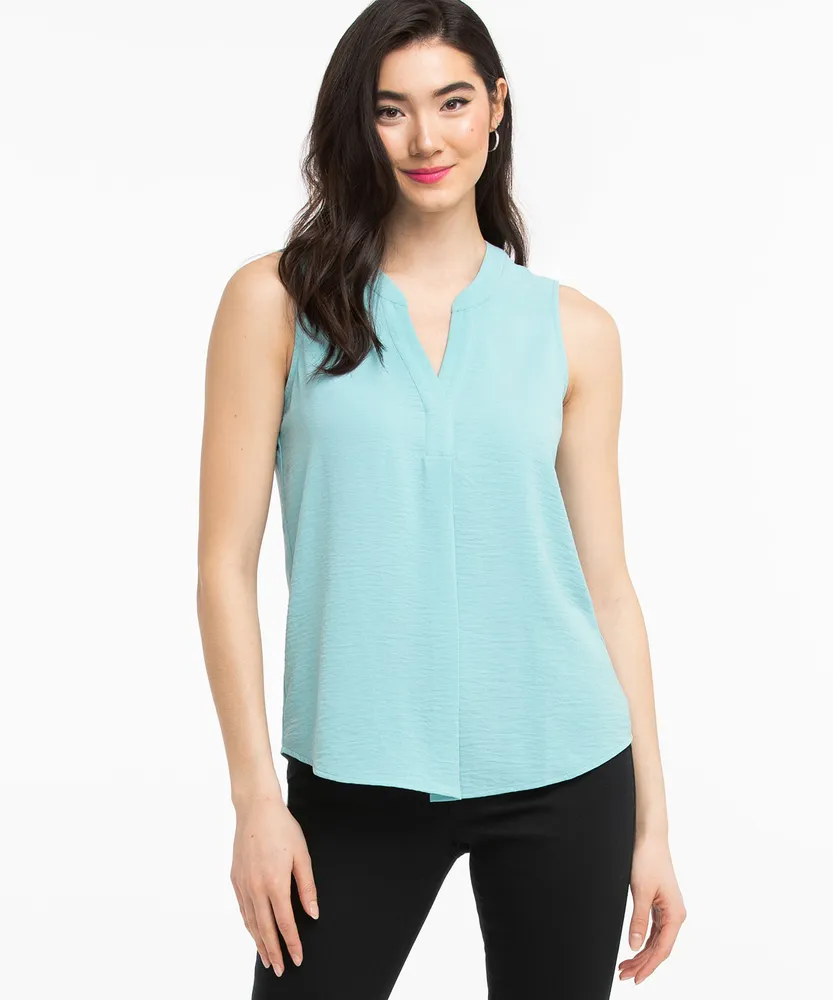 Sleeveless Henley Blouse