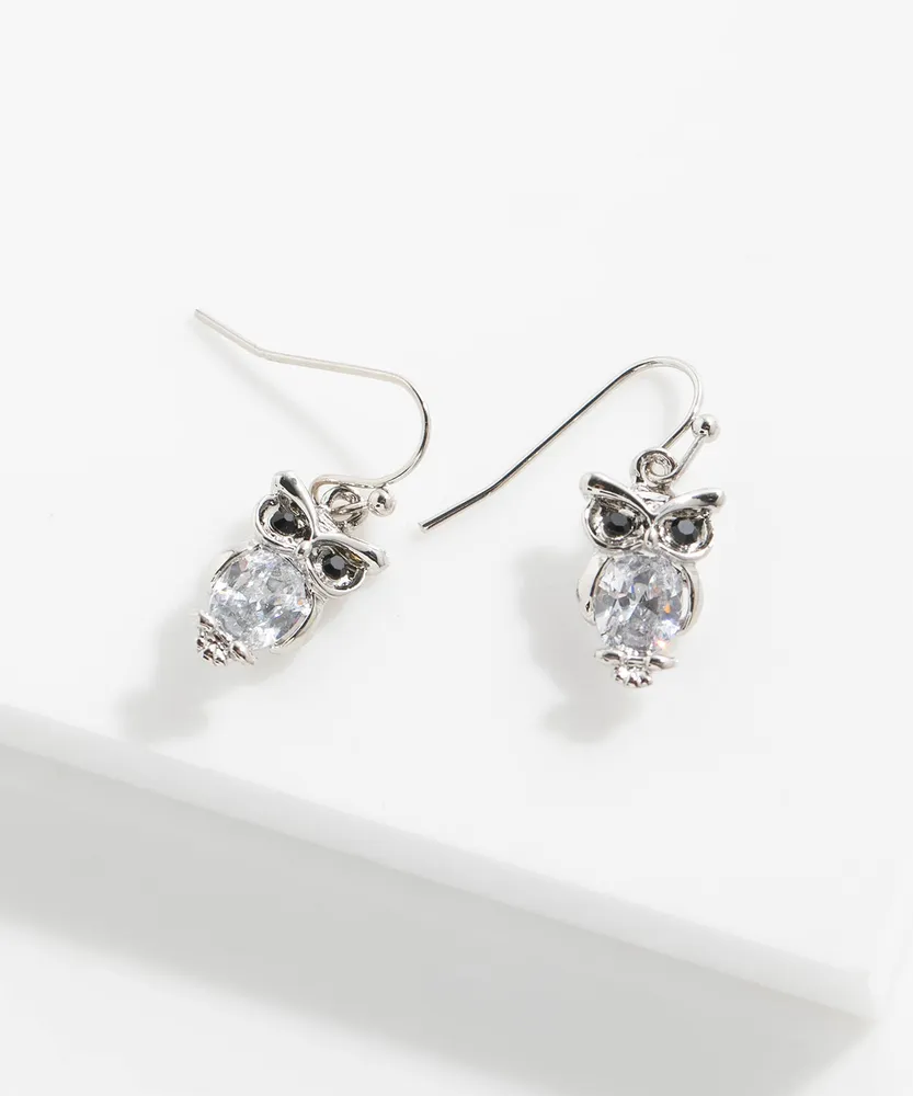 Small Owl Drop Earrings