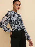 Long Sleeve Smocked Blouse