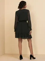 Long Sleeve Tiered Smock-Waist Dress