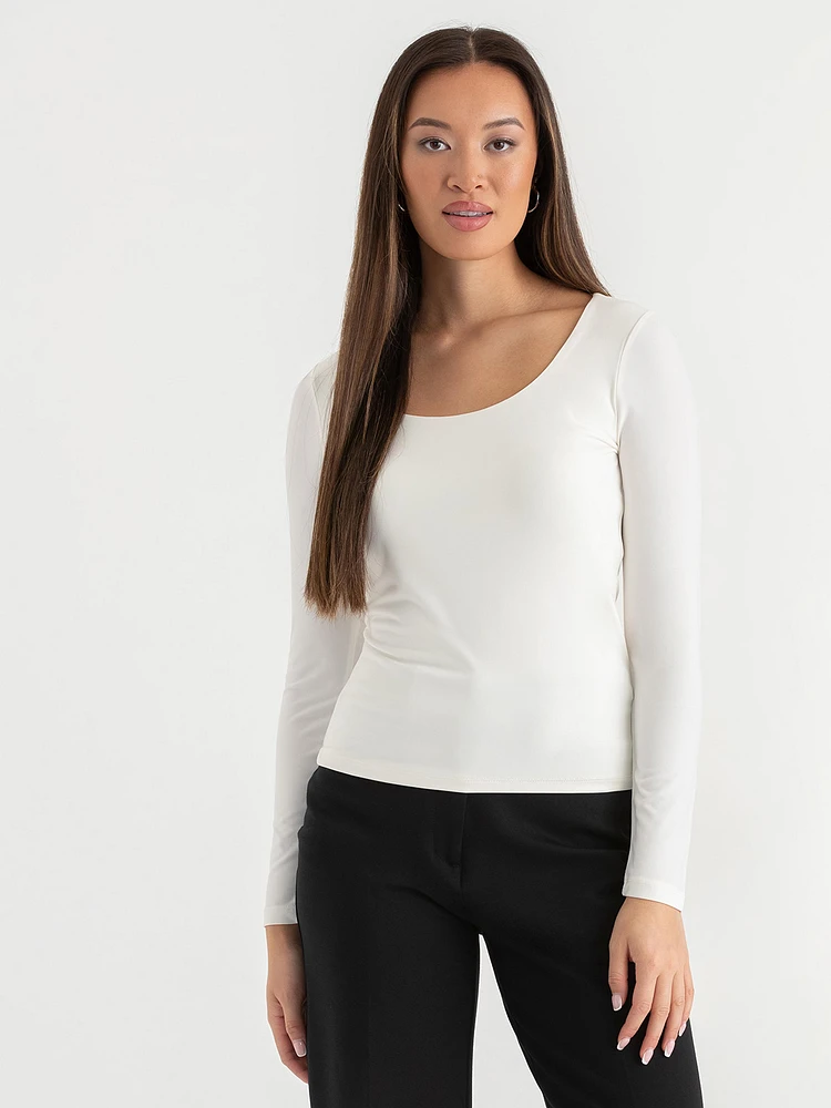 Long Sleeve Scoop Neck Top