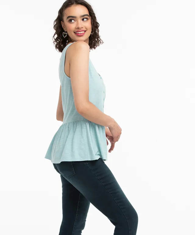 AE Soft & Sexy Henley Peplum Tank Top