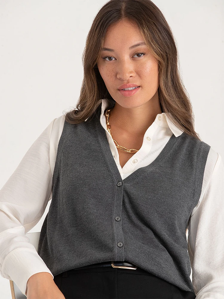 Cashmere Blend Button Front Vest