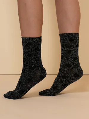 Crew Socks with Dots and Silver Shimmer