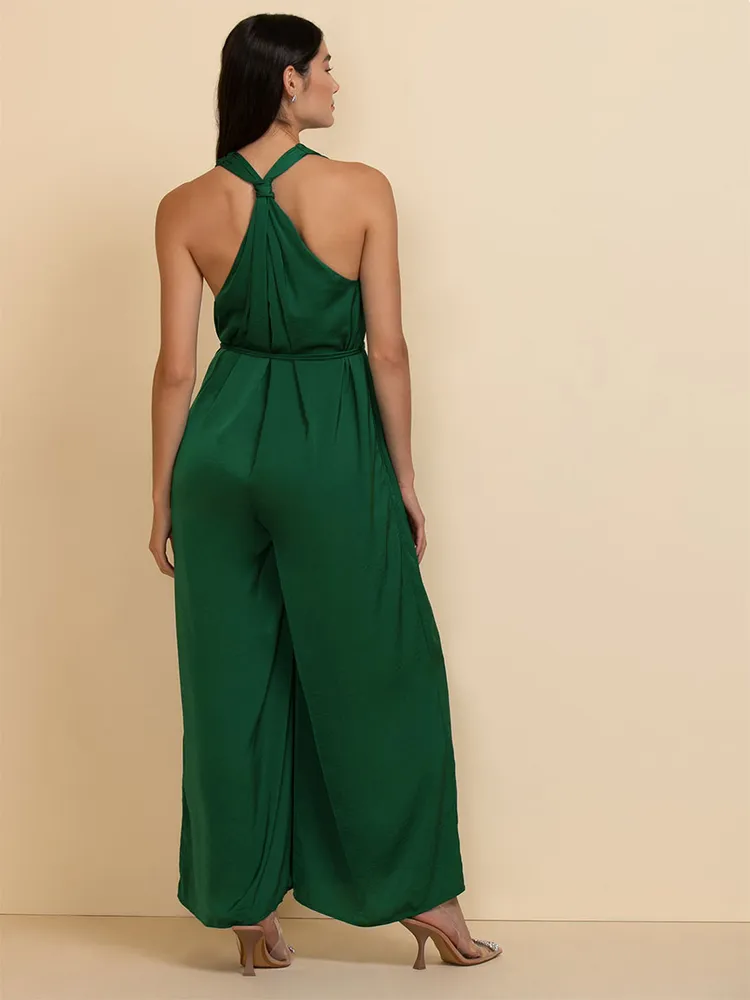 Sleeveless V-Neck Knot-Back Jumpsuit