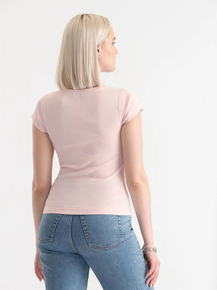 Ribbed Scoop Neck Tee