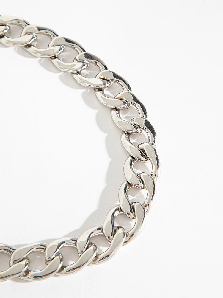 Large Statement Silver Chain Link Necklace