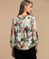 Long Puff Sleeve Scoop Neck Blouse