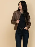 Hooded Faux Leather Jacket