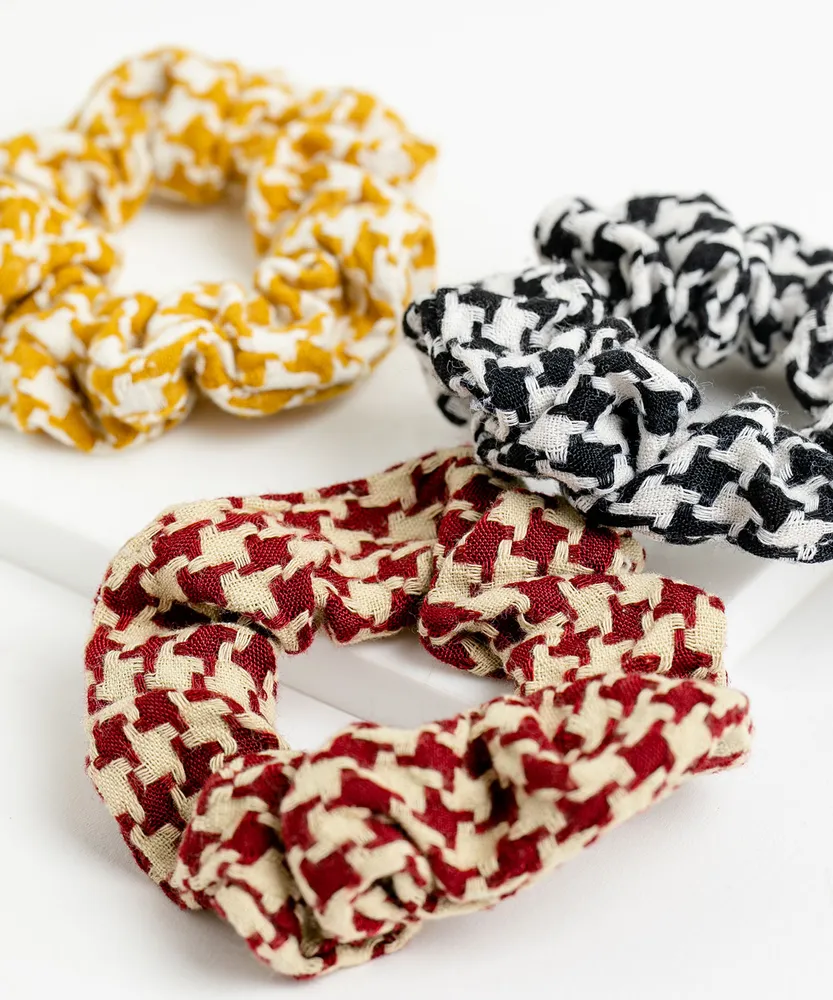 Houndstooth Scrunchie 3-Pack