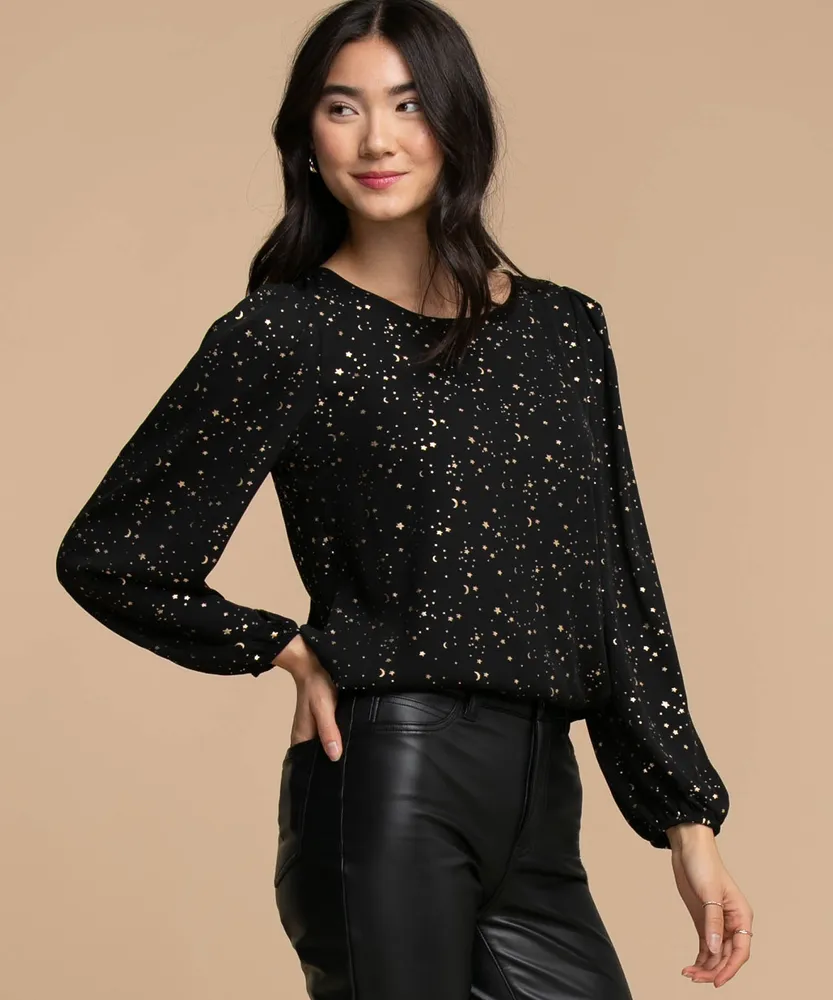 Scoop Neck Long Sleeve Blouse