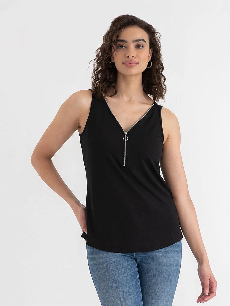 Sleeveless Zip Front Tank