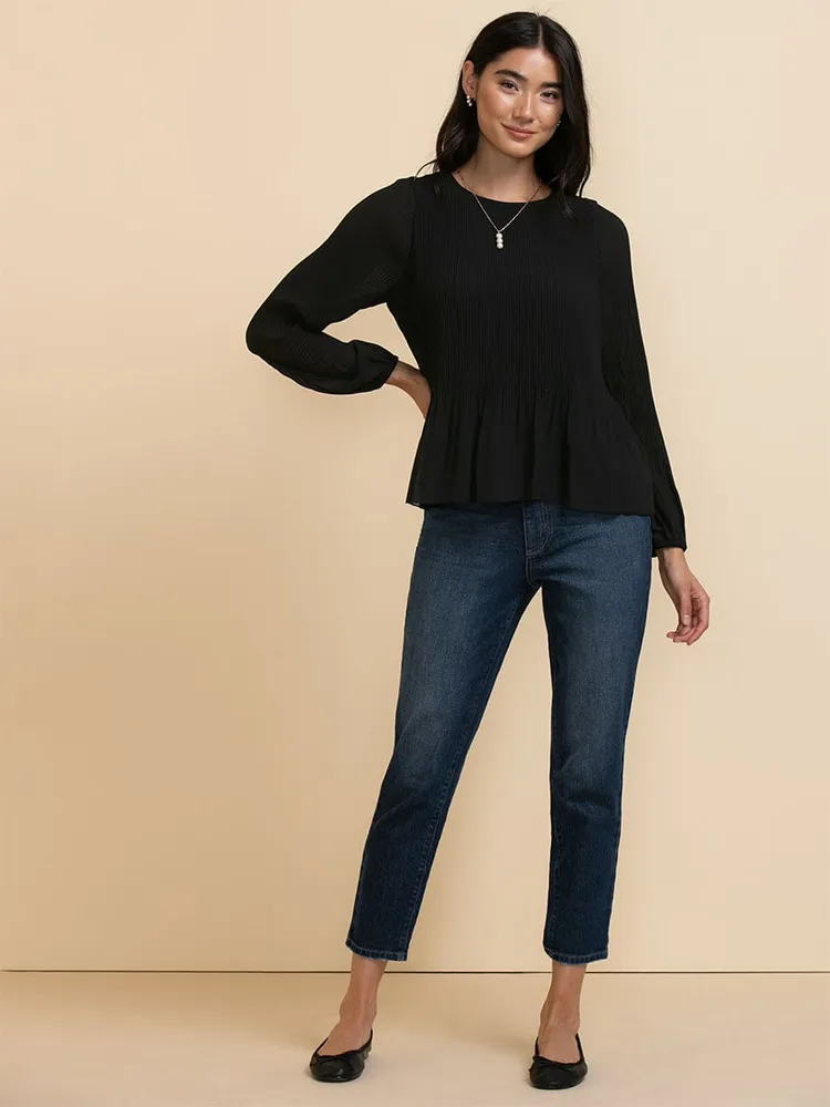 Long Sleeve Release Pleat Blouse