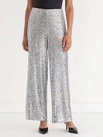 Pull-On Wide Leg Sequin Pant