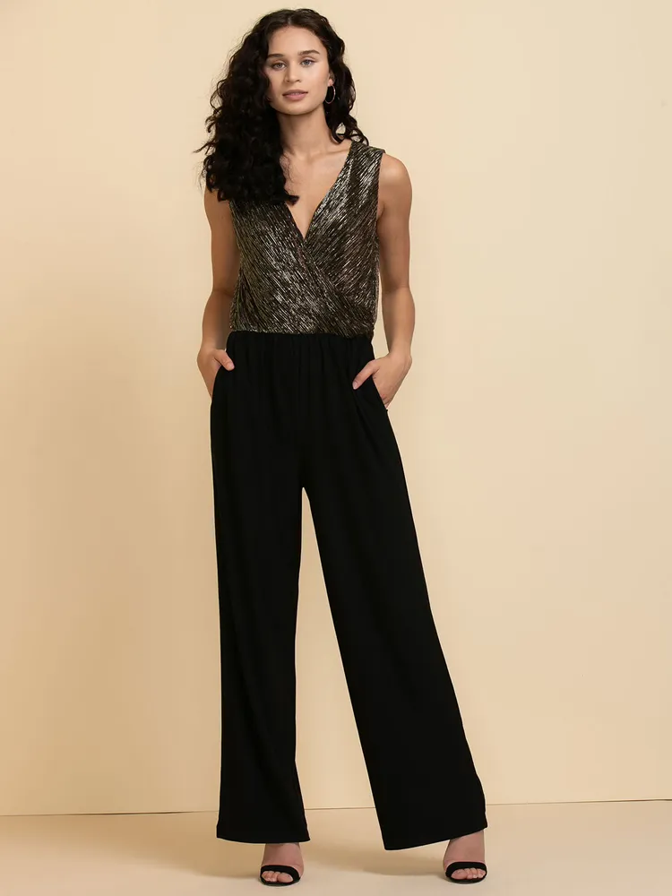 Pull-On Wide-Leg Sequin Pant