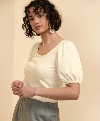 Textured Puff Sleeve Top