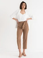 Belted Straight Crop Pant Scuba Crepe