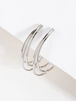 Silver Triple Scoop Hoop Earring