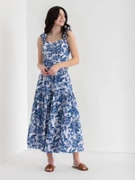 Tiered Poplin Midi Skirt