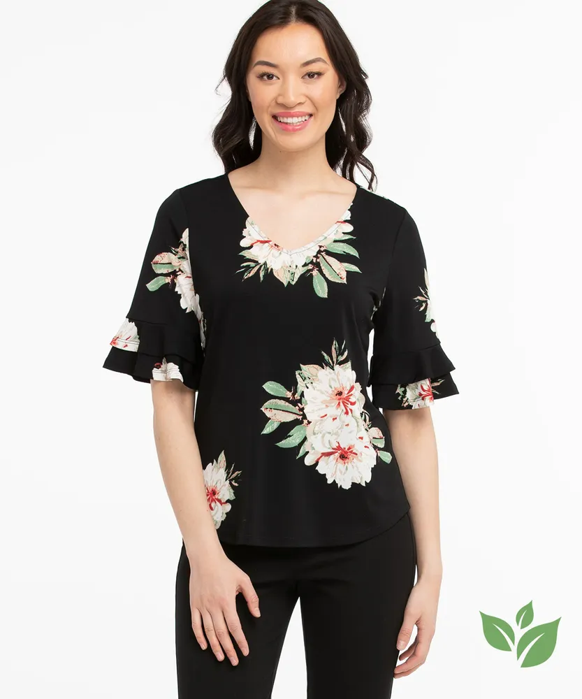 Eco-Friendly Flounce Sleeve Top