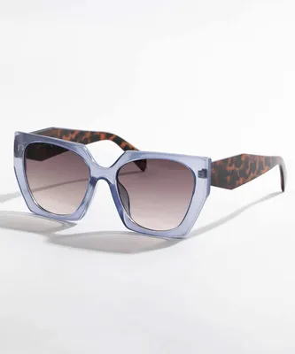 Blue Frame Sunglasses with Tortoise Arms