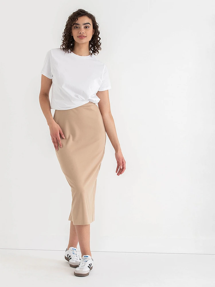 Ponte Twill Midi Skirt