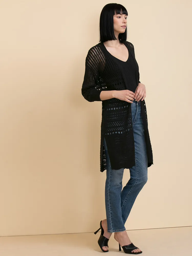 Pointelle Open Duster Cardigan