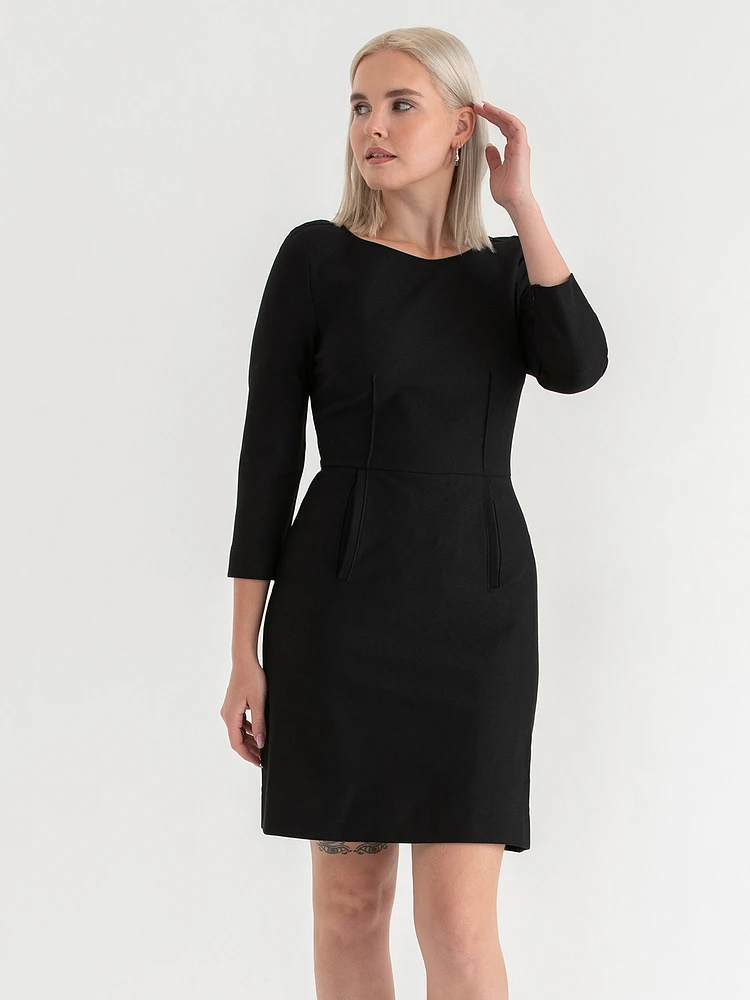 3/4 Sleeve A-Line Dress Luxe Ponte