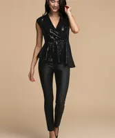 Sequin Asymmetrical Wrap Top