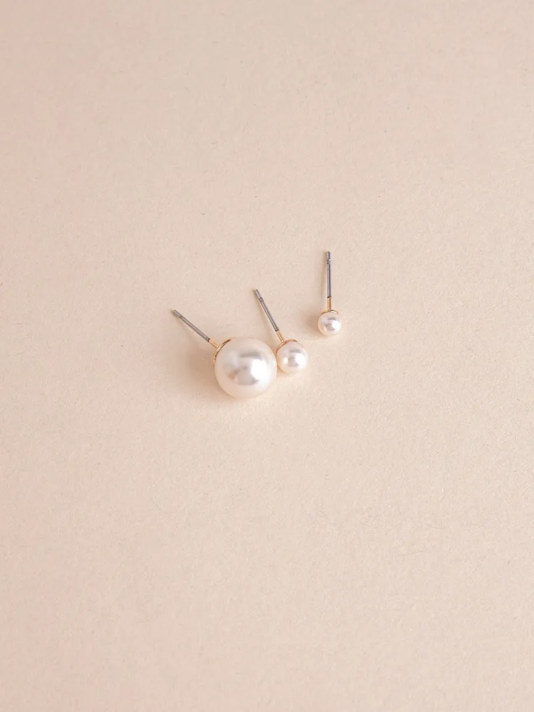 Trio Pearl-Stud Earrings Pack