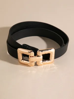 Black Waist Belt with Metal Closure